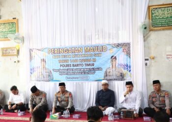 Pelaksanaan peringatan Maulid Nabi Besar Muhammad SAW 1448 H/2026 M di Masjid Al Harist Polres Barito Timur, Senin (24/8/2026). (ist)