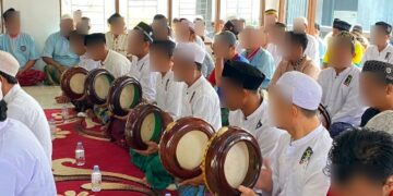 Para warga binaan mengikuti peringatan Maulid Nabi Muhammad SAW 1448 H di Rutan Kelas IIB Tamiang Layang. (ist)