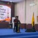 Kajari Barito Timur, Abdul Halim, didampingi istri, memberikan sambutan dalam selamat datang di Rumah Jabatan Bupati Bartim, Jumat (28/8/2026).