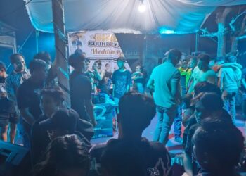 Musik DJ dalam acara syukuran di Jalan Pasendeng, Kelurahan Sabaru, Kecamatan Sabangau, Kota Palangka Raya, yang dibubarkan.