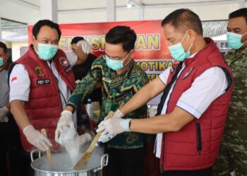 Pemusnahan barang bukti sabu yang dilaksanakan jajaran Polres Lamandau, Jumat (4/9/2026).