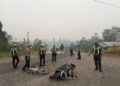 Kasat Lantas Polres Gunung Mas Iptu Erry Setiawan, S.H., M.H., beserta jajaran saat melaksanakan Latkatpuan serta di TPTKP kecelakaan lalu lintas, Rabu (9/9/2026) pagi. (ist)