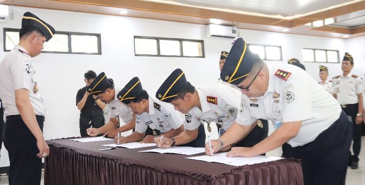 Penandatanganan Perjanjian Kinerja Tahun Anggaran 2026 dan Pemberian Penghargaan Unit Pelaksana Teknis (UPT) di lingkungan Kantor Wilayah Direktorat Jenderal Pemasyarakatan Kalimantan Tengah, Senin (14/9/2026). (ist)