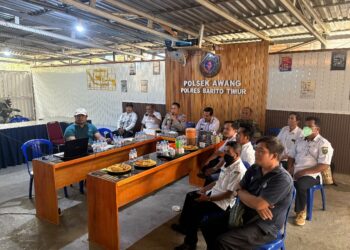 Pelaksanaan Rakor dan Sosialiasi Karhutla yang dilaksanakam Polsek Awang, Rabu (23/9/2026).