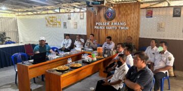 Pelaksanaan Rakor dan Sosialiasi Karhutla yang dilaksanakam Polsek Awang, Rabu (23/9/2026).