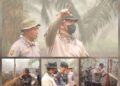 Kapolres Barito Timur AKBP Iqbal Sengaji bersama personel berjibaku padamkan api. (ist)